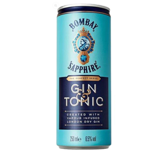 BOMBAY SAPPHIRE GIN & TONIC PREMIXED COCKTAIL CAN, 250 ML