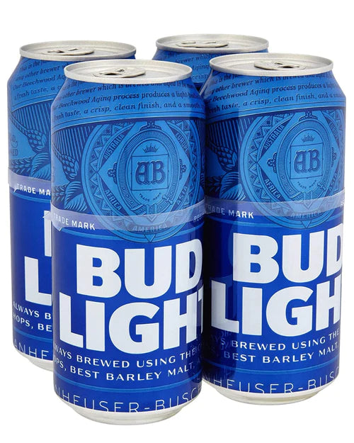 BUD LIGHT LAGER BEER CANS, 4 X 440 ML
