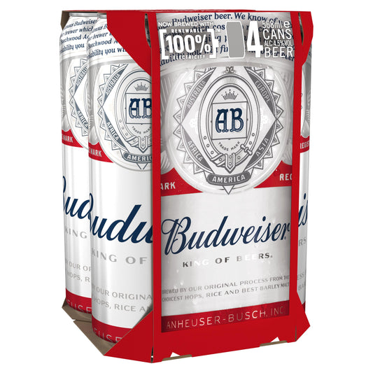 BUDWEISER PREMIUM LAGER BEER CAN MULTIPACK, 4 X 440 ML